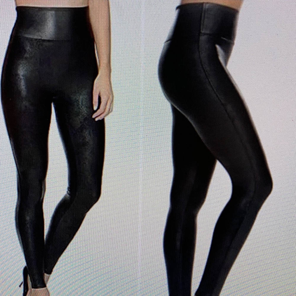 NEW Spanx by Sara Blakely Faux Leather Black  Women’s Leggings SMALL